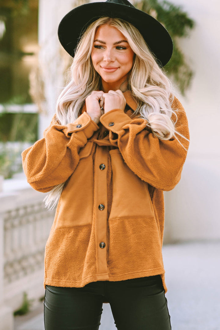 Drune | Weiche Teddyjacke mit Großen Taschen Polyester Warm und Modern