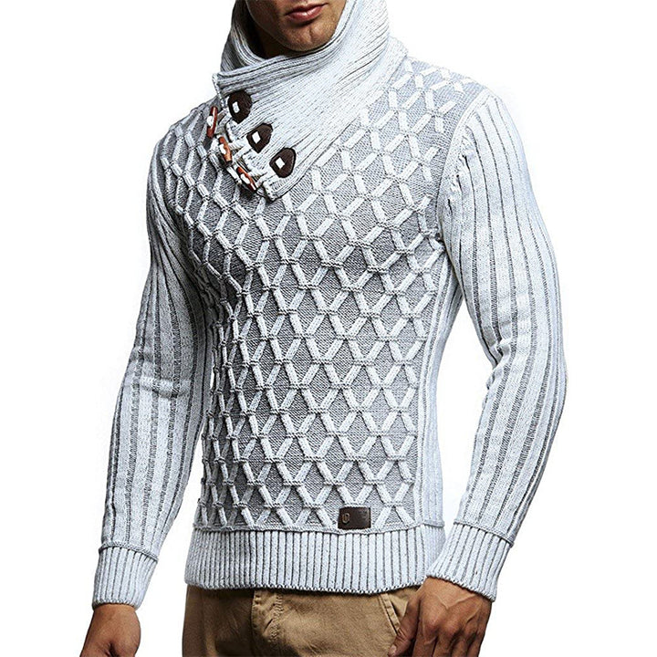 Herren Strickpullover mit hohem Kragen und innovativem Strukturdesign Drune