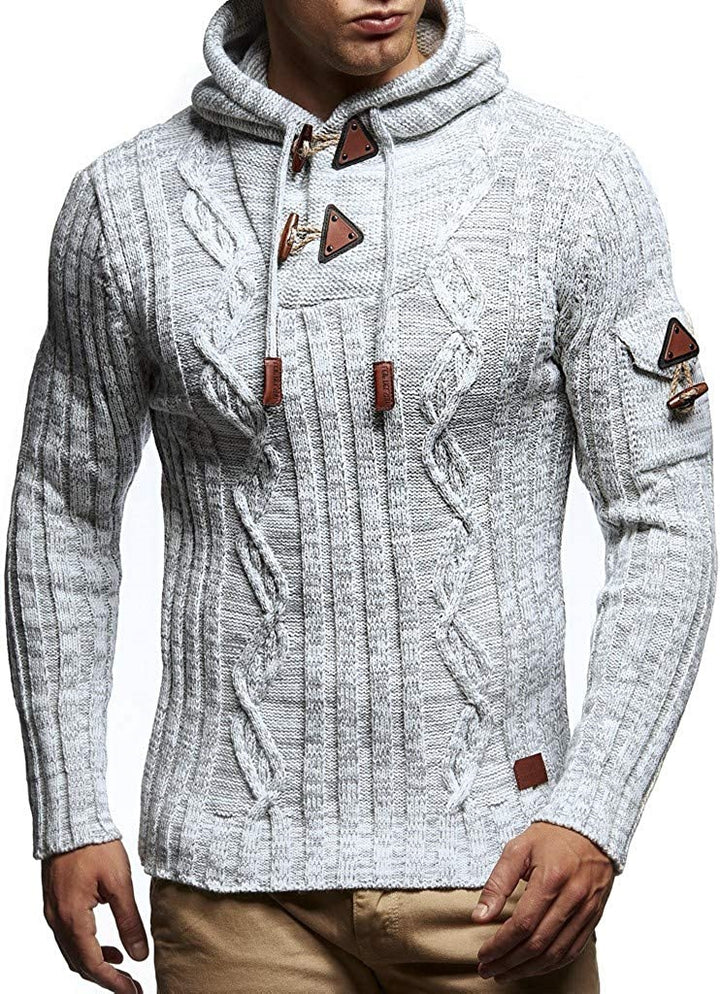 Herren Strickpullover mit Kapuze und hochwertiger Struktur Drune