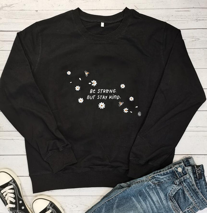Damen Sweatshirt mit inspirierender Botschaft und floralem Design Drune