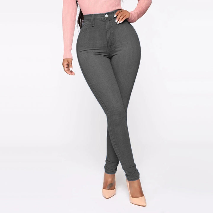Damen Hoch geschnittene Skinny Jeans mit formenden Nähten Drune
