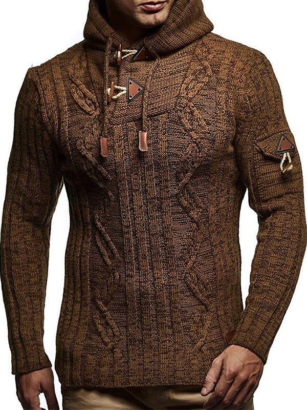 Herren Strickpullover mit Kapuze und hochwertiger Struktur Drune