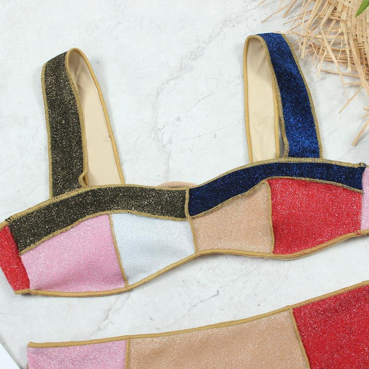 Damen Hochtailliertes Bikini-Set mit funkelnden Akzenten Drune