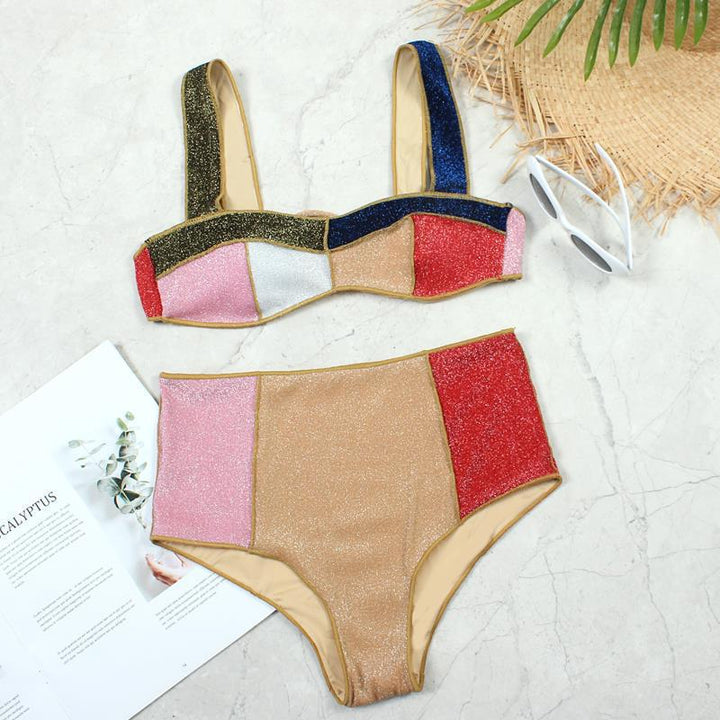 Damen Hochtailliertes Bikini-Set mit funkelnden Akzenten Drune