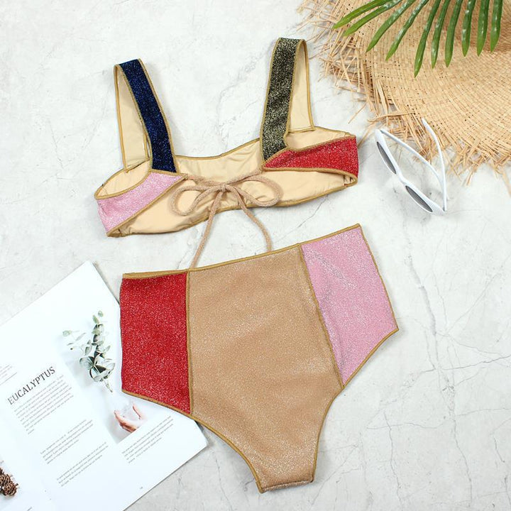 Damen Hochtailliertes Bikini-Set mit funkelnden Akzenten Drune