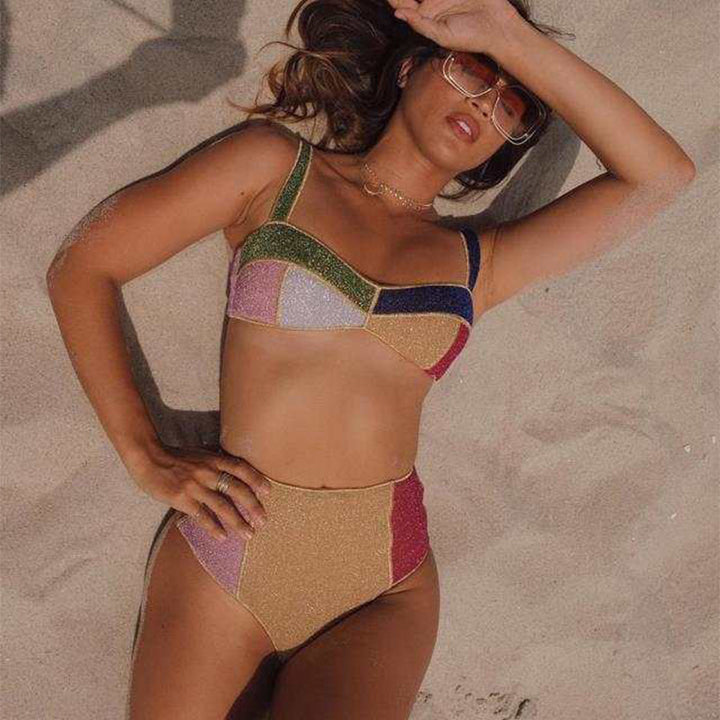 Damen Hochtailliertes Bikini-Set mit funkelnden Akzenten Drune