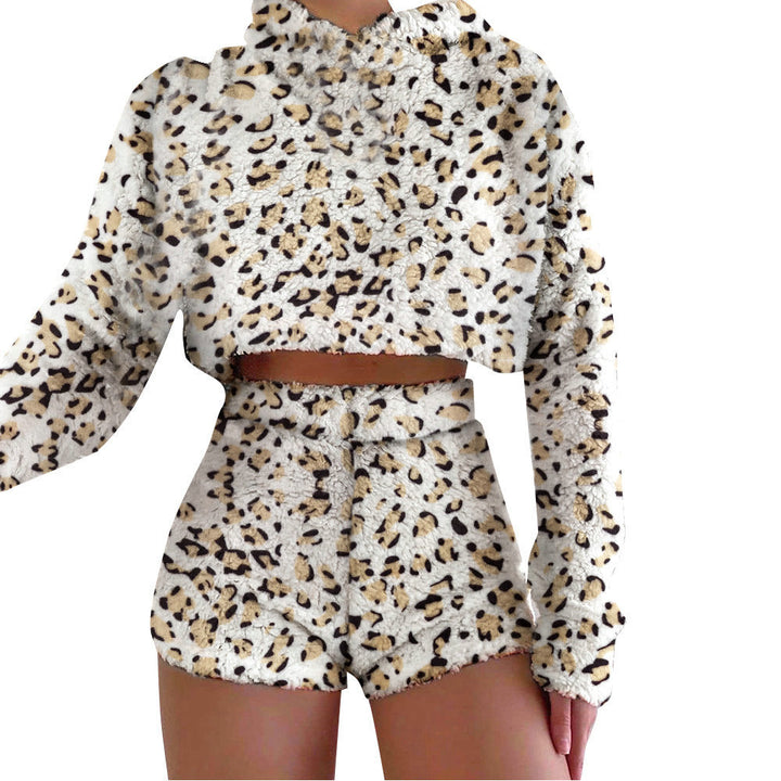 Damen kuscheliges Kurzarm-Set mit weichem Felltextur Drune