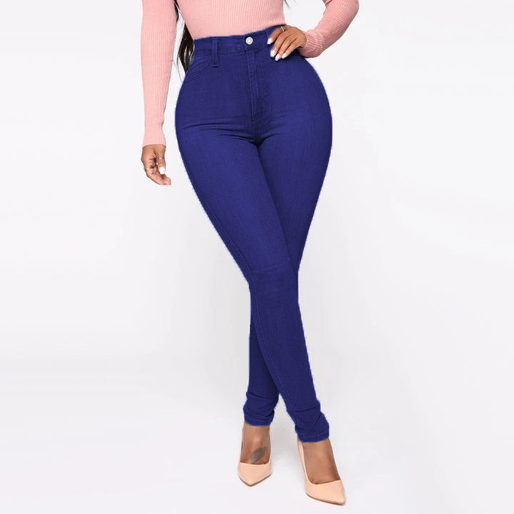 Damen Hoch geschnittene Skinny Jeans mit formenden Nähten Drune