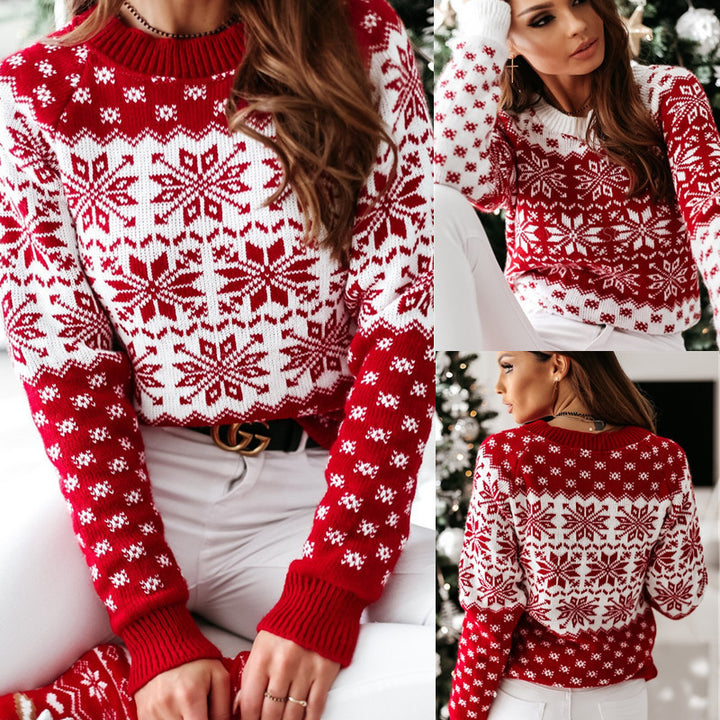 Damen Weihnachtspullover mit festlichem Schneeflockenmotiv Drune