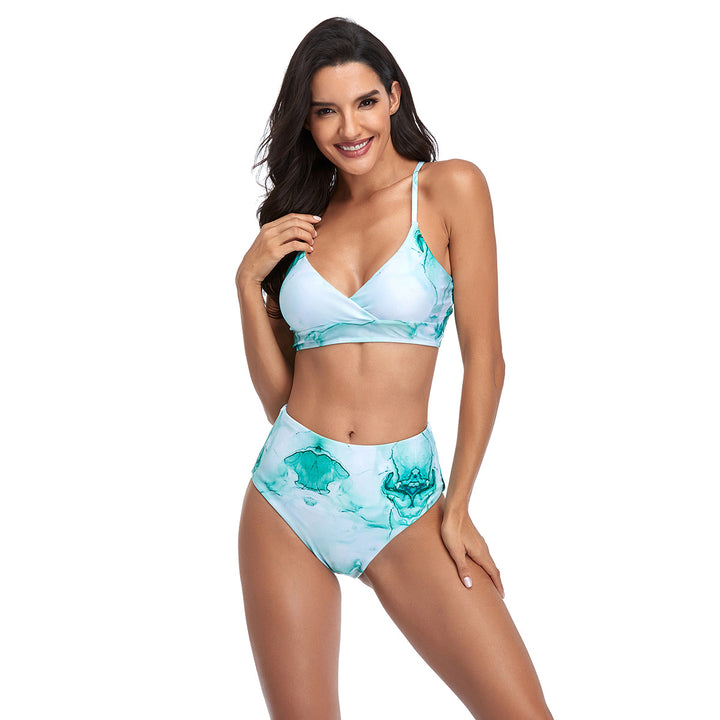 Damen Bikini-Set mit hohem Bund und modischem Wickeldesign Drune