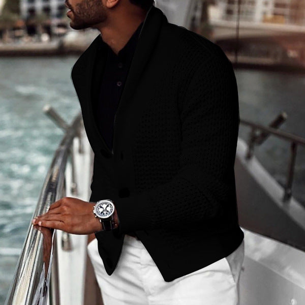 Herren Strickjacke mit strukturiertem Design und elegantem Schalkragen Drune