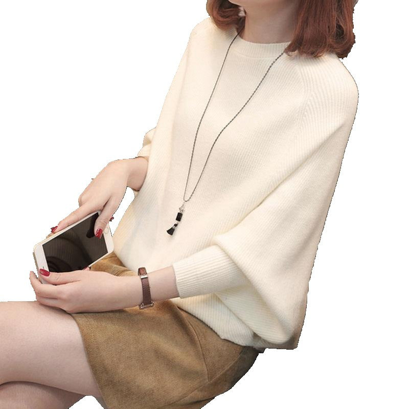 Damen Gemütlicher Strickpullover mit lässigem Schnitt und weiten Ärmeln Drune