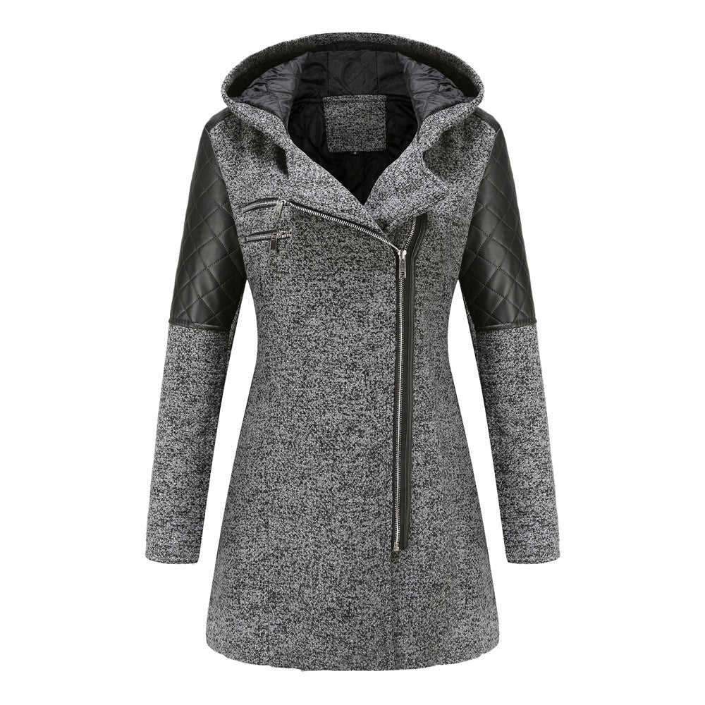 Damen modische Übergangsjacke mit Kapuze und gesteppten Einsätzen Drune