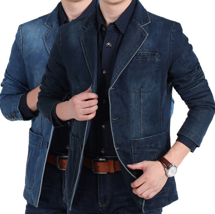 Drune | Herren Denim Baumwolle Blazerjacke