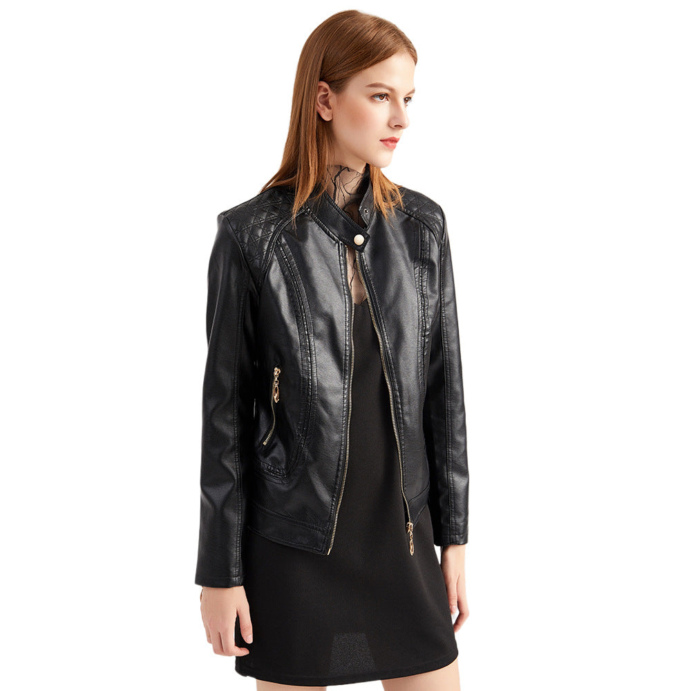 Damen Kunstlederjacke mit modischen Steppdetails Drune
