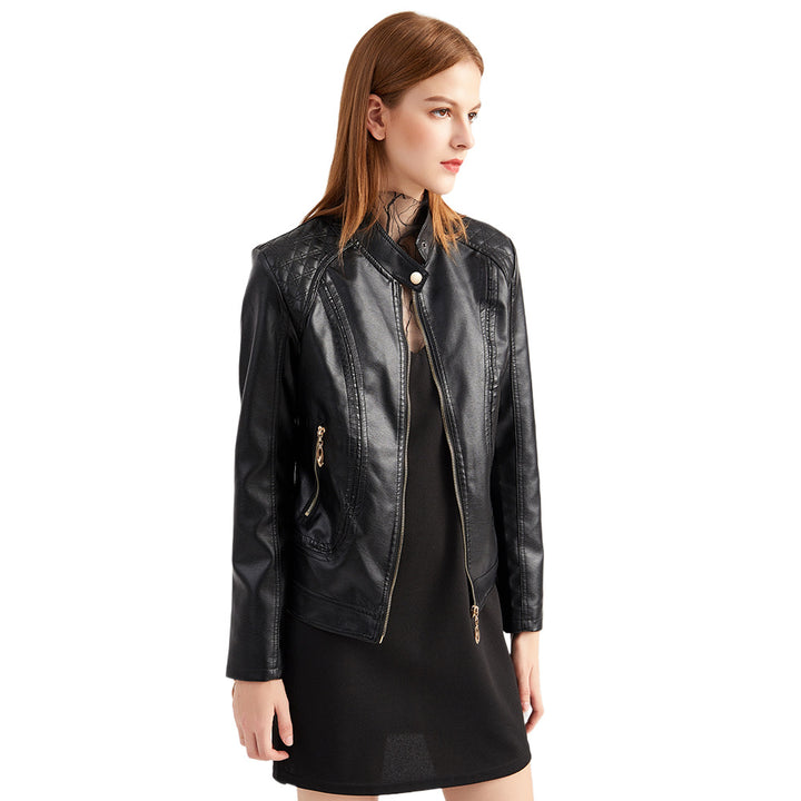 Damen Kunstlederjacke mit modischen Steppdetails Drune