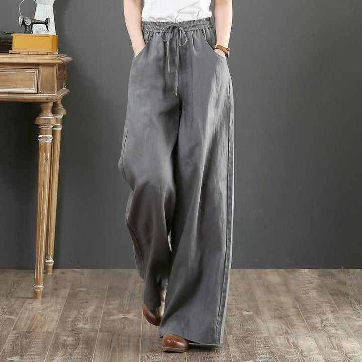 Damen Leichte weite Luftige Hose mit elastischem Bund Drune