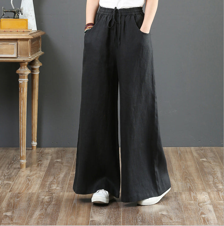 Damen Leichte weite Luftige Hose mit elastischem Bund Drune