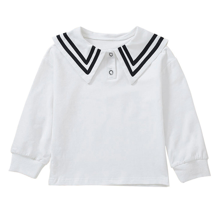 Damen Matrosenbluse mit modernem Kragen und Knopfdetails Drune