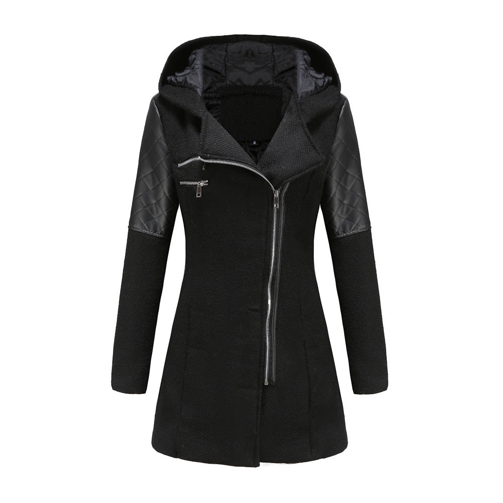 Damen modische Übergangsjacke mit Kapuze und gesteppten Einsätzen Drune