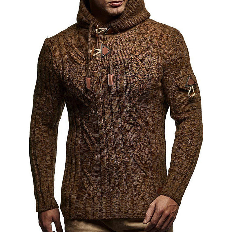 Herren Strickpullover mit Kapuze und hochwertiger Struktur Drune