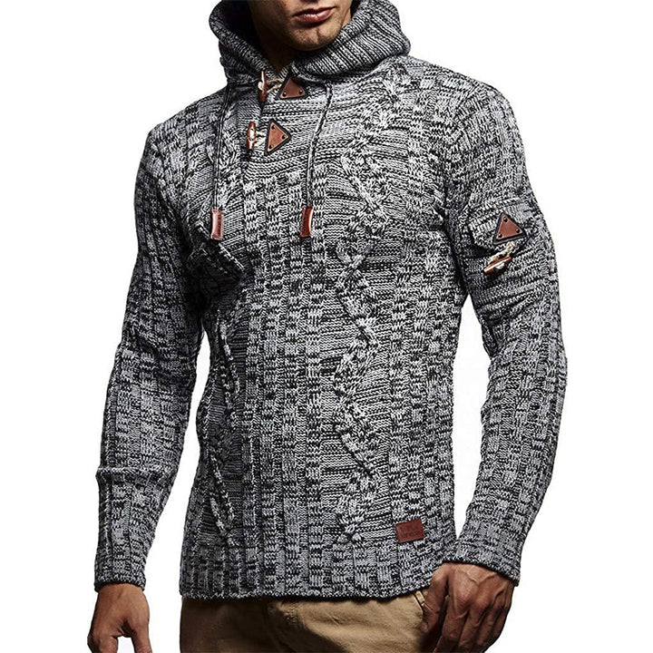 Herren Strickpullover mit Kapuze und hochwertiger Struktur Drune