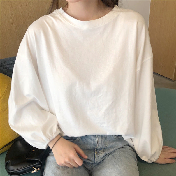 Damen lässiges Langarmshirt mit Ballonärmeln Drune
