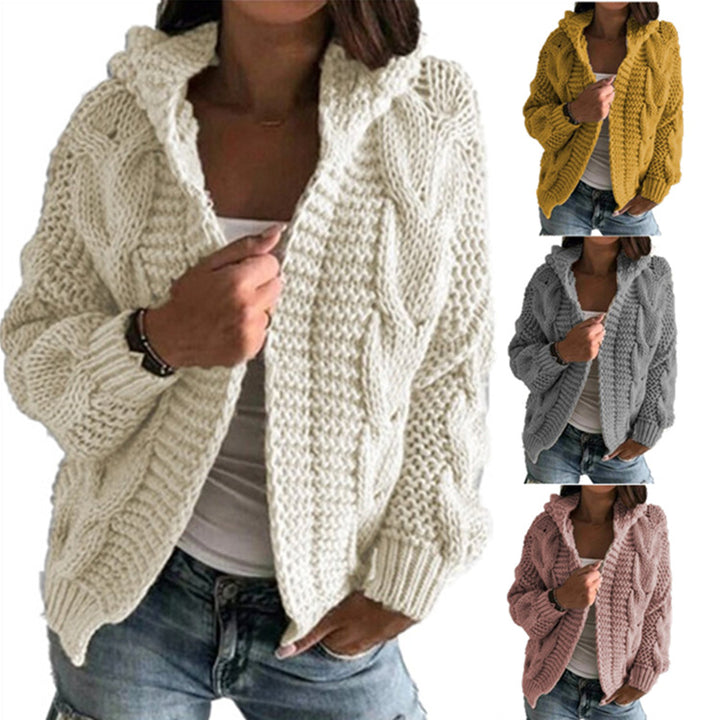 Damen Grobstrickmantel mit Kapuze und strukturiertem Design Drune