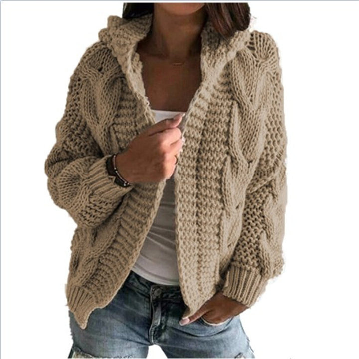 Damen Grobstrickmantel mit Kapuze und strukturiertem Design Drune