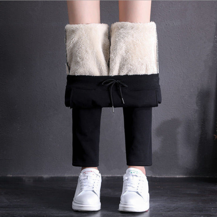Damen nan gefütterte Thermo-Jogginghose mit Teddyfutter, elastischem Bund und Kordelzug Drune