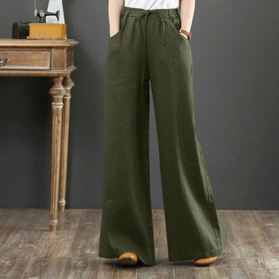Damen Leichte weite Luftige Hose mit elastischem Bund Drune