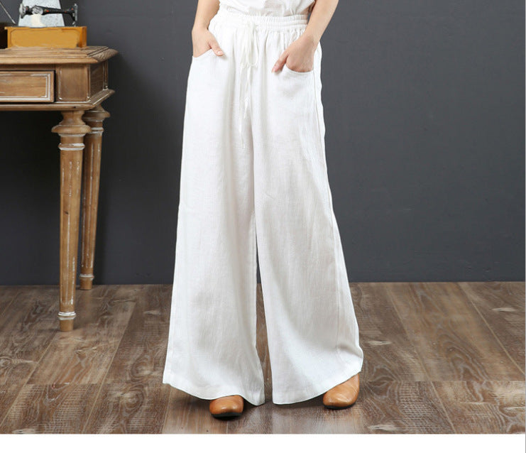 Damen Leichte weite Luftige Hose mit elastischem Bund Drune