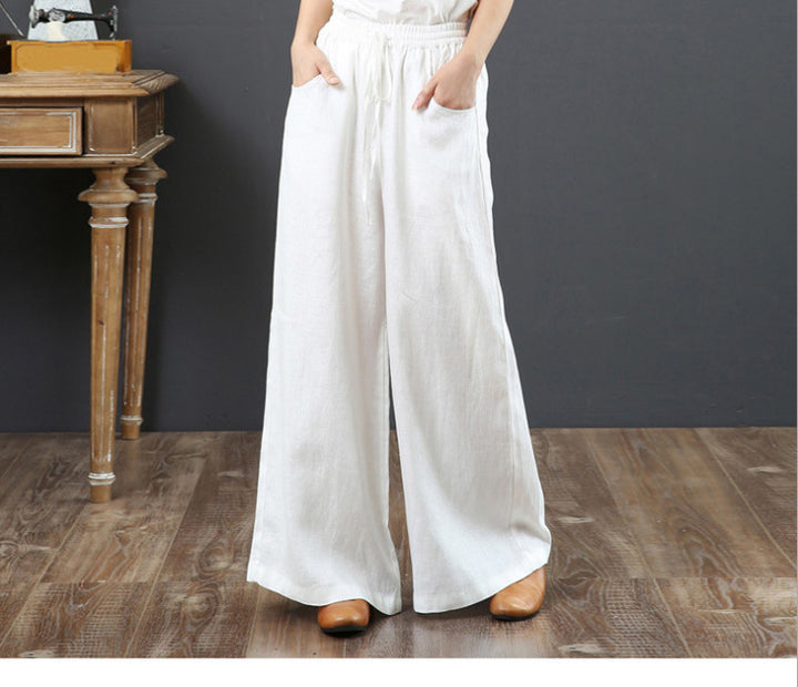 Damen Leichte weite Luftige Hose mit elastischem Bund Drune