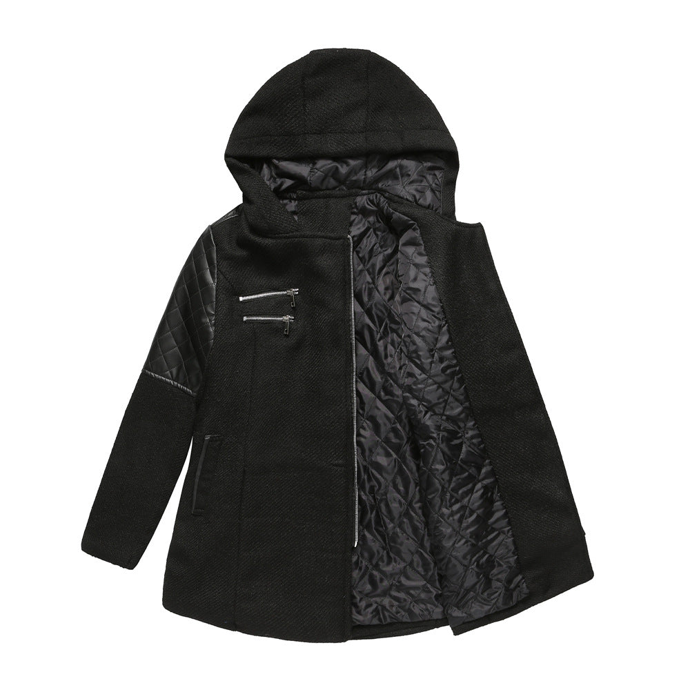 Damen modische Übergangsjacke mit Kapuze und gesteppten Einsätzen Drune