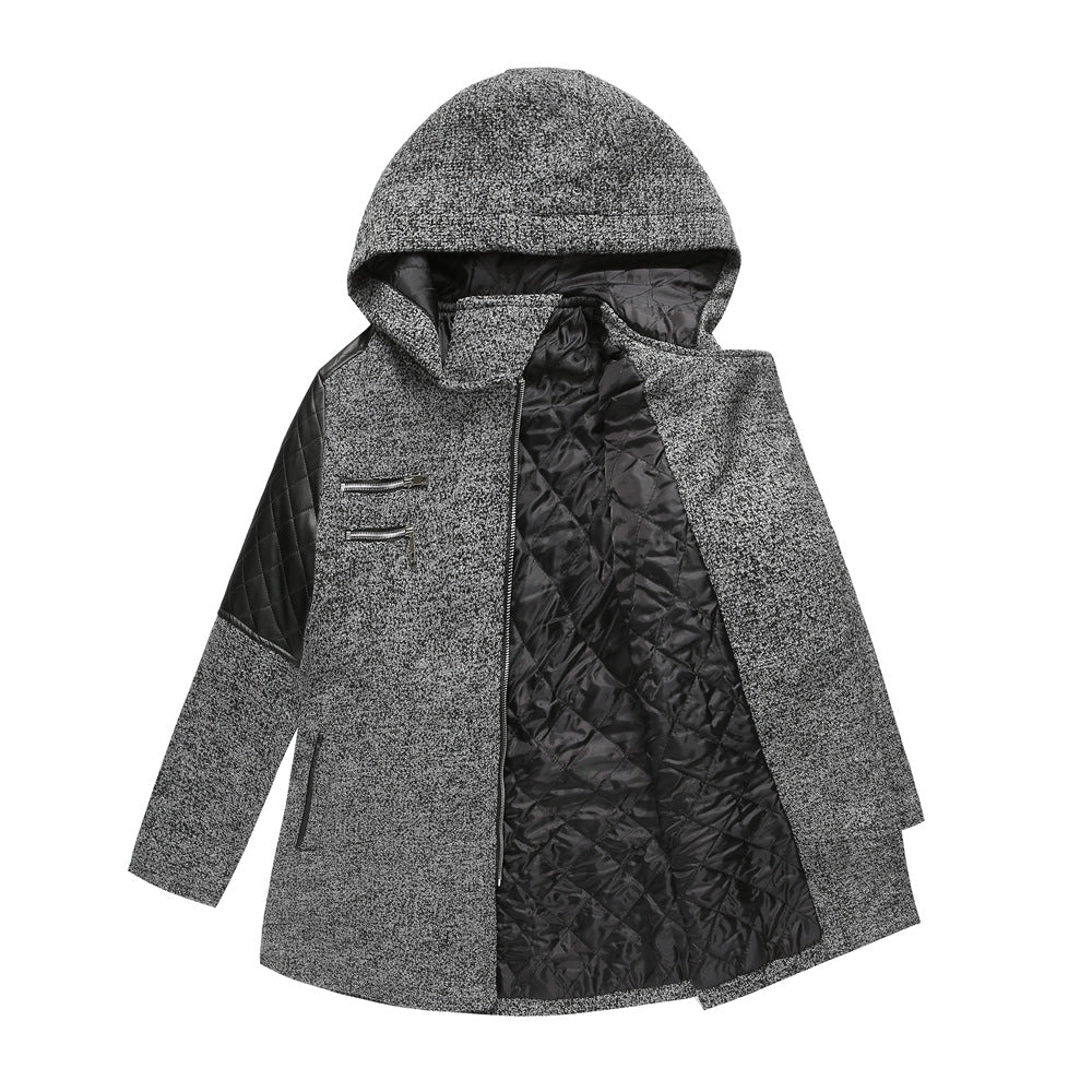 Damen modische Übergangsjacke mit Kapuze und gesteppten Einsätzen Drune
