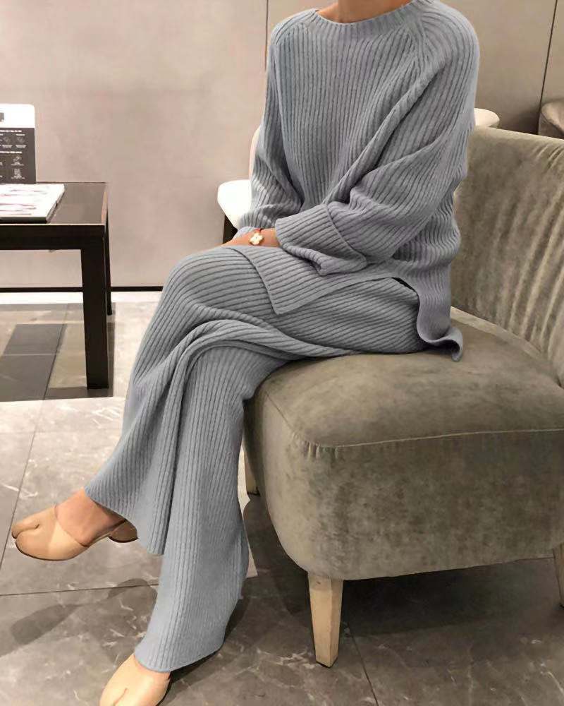 Damen Strickanzug mit weichem Rippenmuster und weitem Schnitt Drune