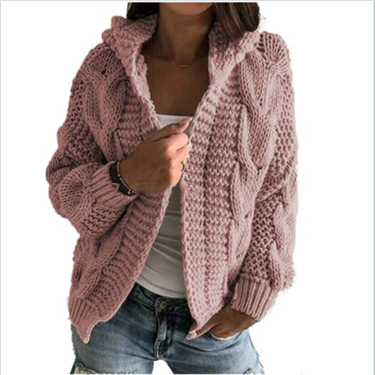 Damen Grobstrickmantel mit Kapuze und strukturiertem Design Drune