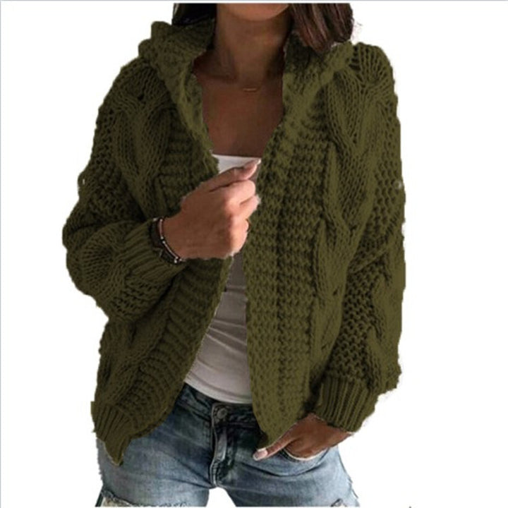 Damen Grobstrickmantel mit Kapuze und strukturiertem Design Drune