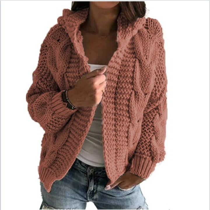 Damen Grobstrickmantel mit Kapuze und strukturiertem Design Drune