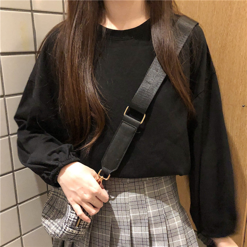 Damen lässiges Langarmshirt mit Ballonärmeln Drune