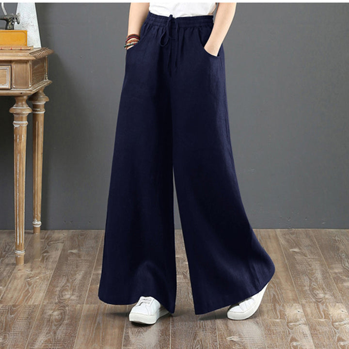 Damen Leichte weite Luftige Hose mit elastischem Bund Drune