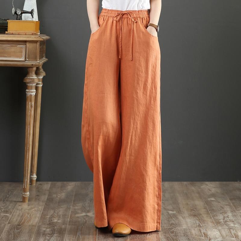 Damen Leichte weite Luftige Hose mit elastischem Bund Drune