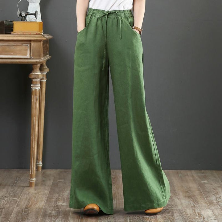 Damen Leichte weite Luftige Hose mit elastischem Bund Drune
