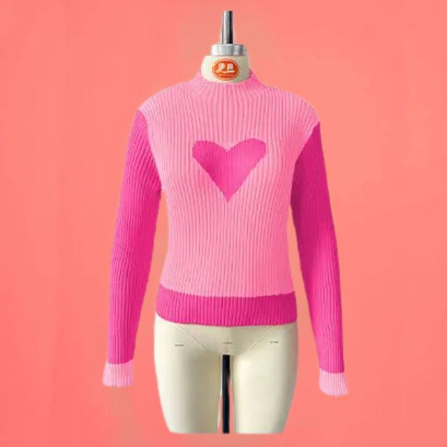 Drune | Gerippter Strickpullover mit Herz-Intarsien