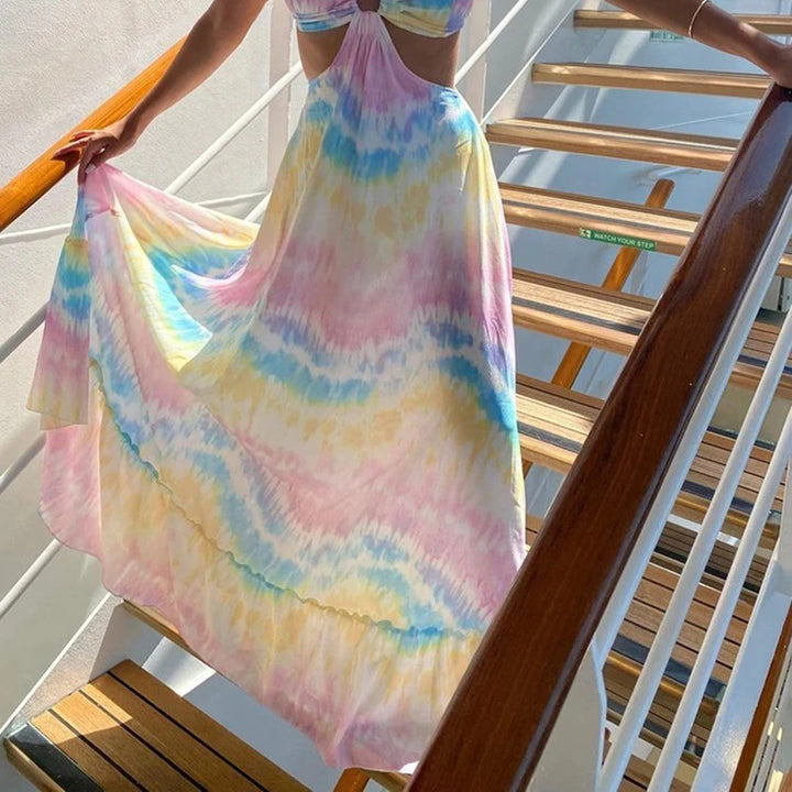 Damen Maxikleid mit frechem Cut-Out und dekorativem Ringelement Drune