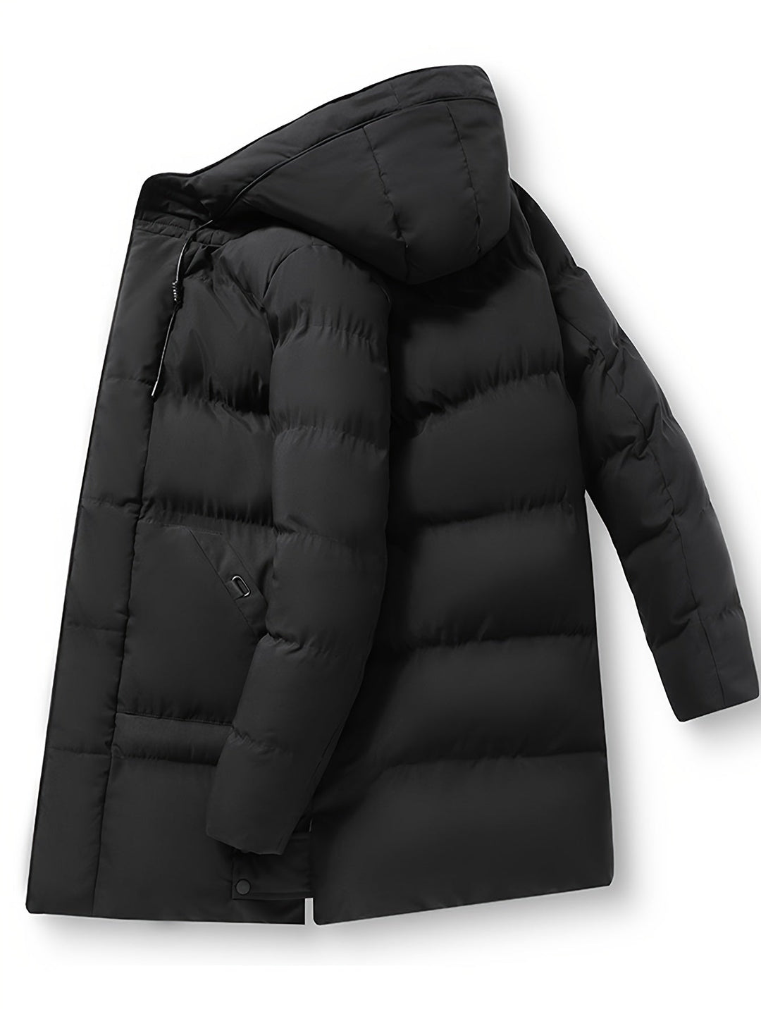 Drune |  Gepolsterte Schwarze Winterjacke Mit Kapuze Für Herren - Perfekt für Outdoor-Aktivitäten