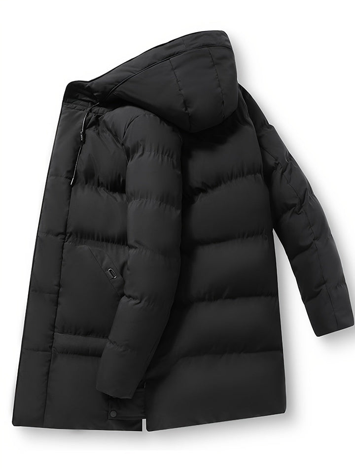 Drune |  Gepolsterte Schwarze Winterjacke Mit Kapuze Für Herren - Perfekt für Outdoor-Aktivitäten