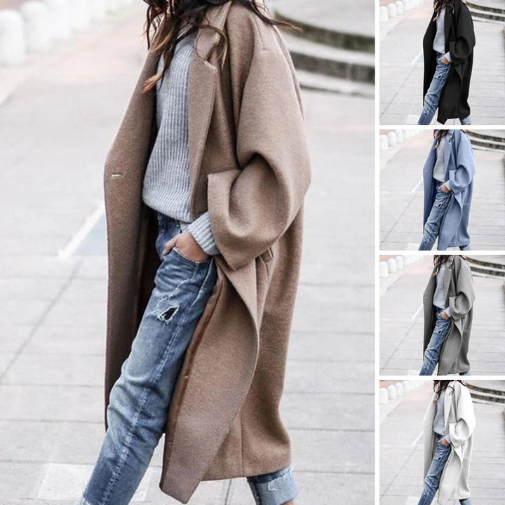 Damen Oversize-Wollmantel mit Reverskragen Drune