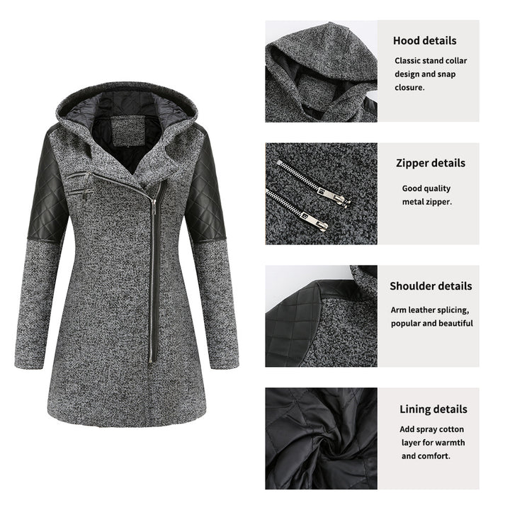 Damen modische Übergangsjacke mit Kapuze und gesteppten Einsätzen Drune