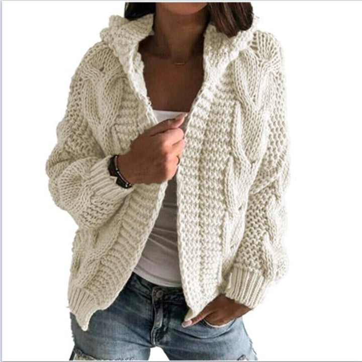 Damen Grobstrickmantel mit Kapuze und strukturiertem Design Drune